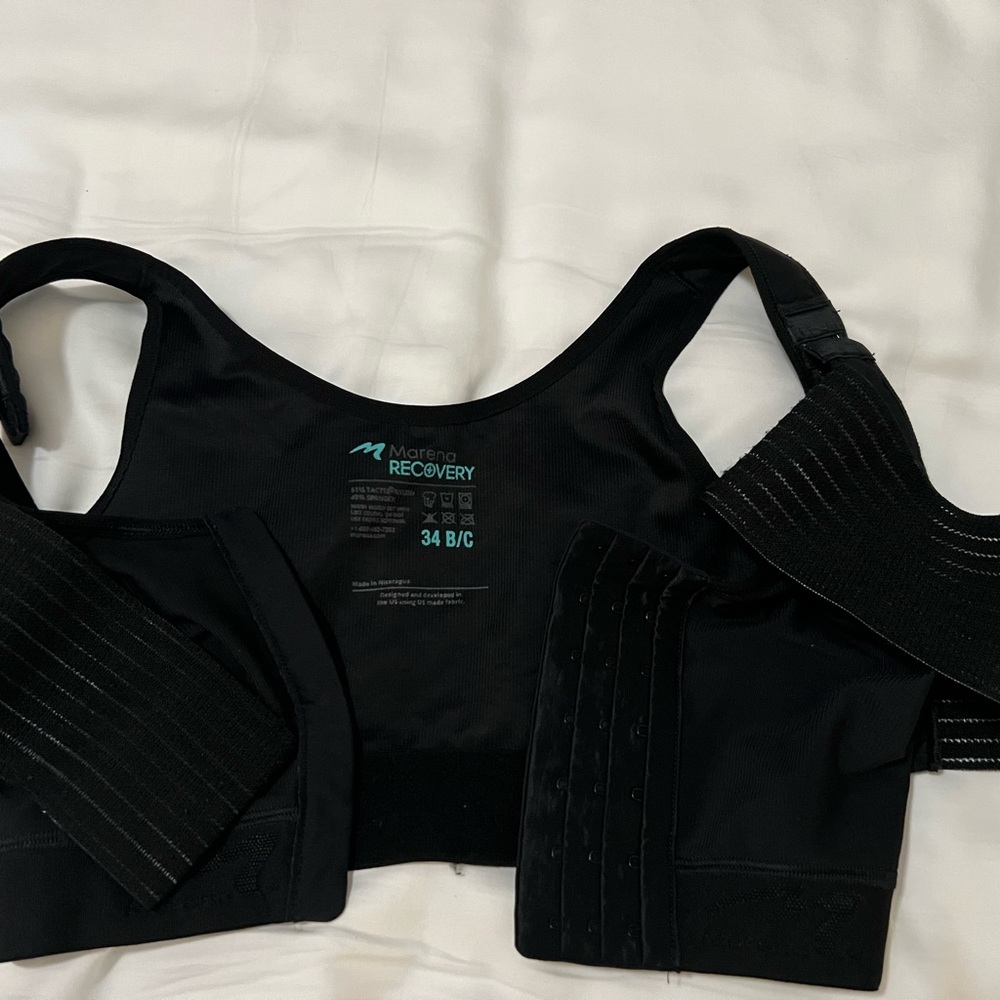 Marena Recovery Black Post-Surgical Compression Bra - 34 B/C